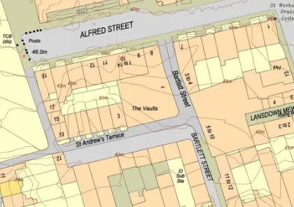 Location map showing the survey site within surrounding streets and buildings
