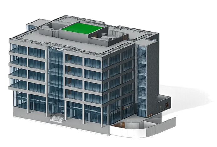 Revit BIM model of an existing building created from laser scan point cloud data
