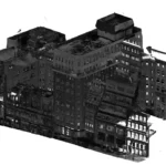 Registered point cloud of a multi-storey building captured by 3D laser scanning