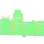 Point cloud elevation showing existing façade, window openings and building heights